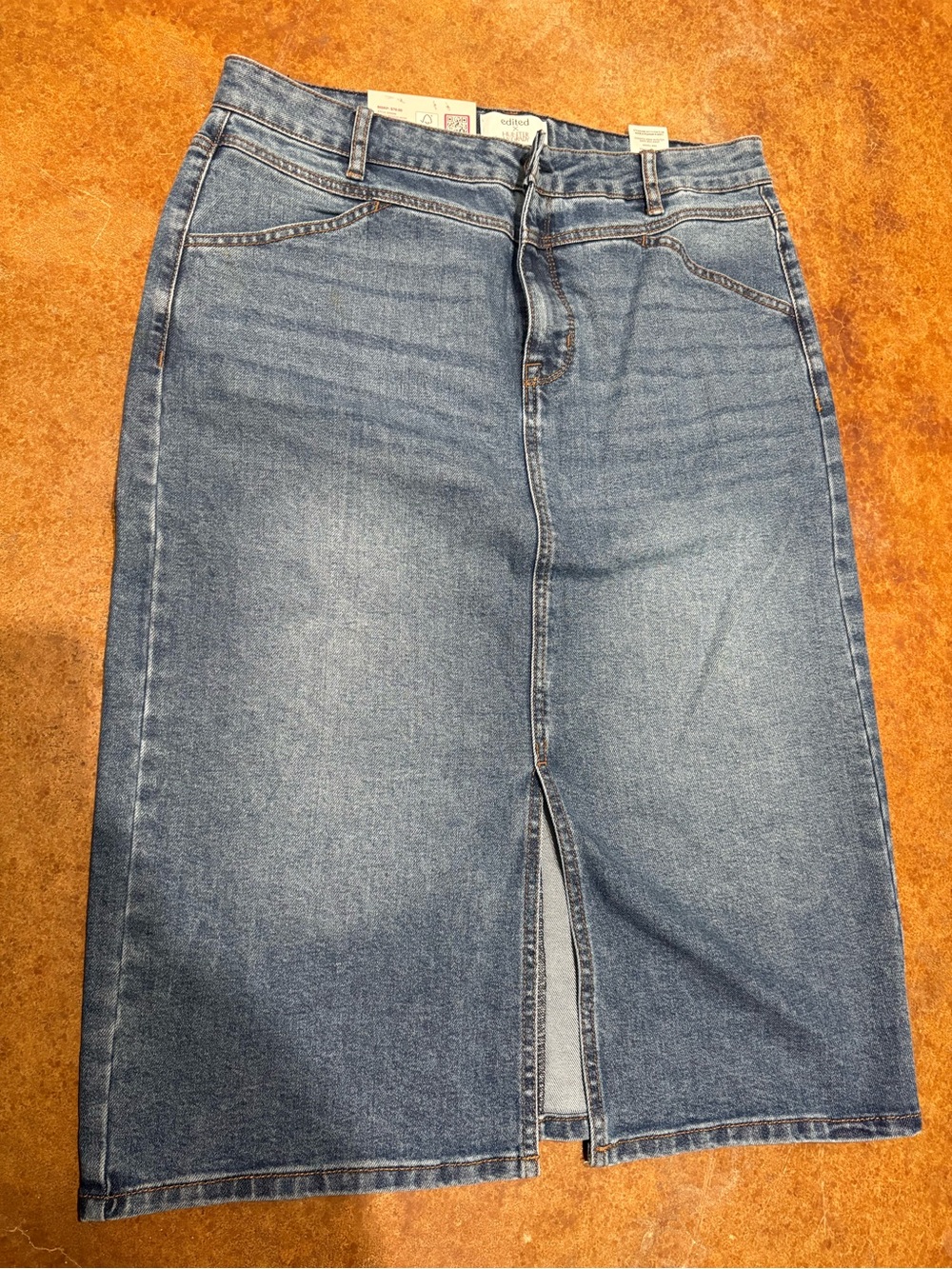 Straight-Leg Women’s Jeans Skirt in Medium Blue
